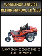 Kubota ZD21N-EC ZD21-EC ZD28EC Zero Turn Mower Service Repair Manual on CD - £17.69 GBP