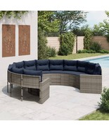  Patio Sofa Grey Poly Rattan Large Durable Outdoor Sofa Round - €699,41 EUR