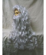 Moses Long Wig &amp; Beard Father Time Poseidon Noah Merman Gandalf Wizard B... - $40.66 CAD