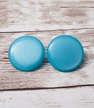 Vintage Clip On Earrings Light Blue Circle Just Over 1&quot; - £8.64 GBP