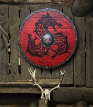 Medieval Larp Warrior Red Wolf Fenrir Viking Shield - £105.58 GBP