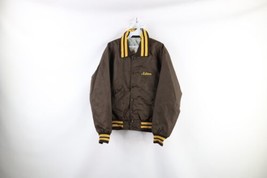 Vtg 80s Streetwear Mens Small Distressed Tigers Satin Bomber Jacket Brown USA - £46.67 GBP