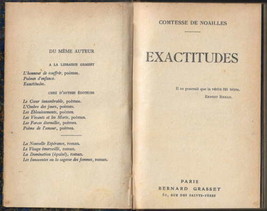 Exactitudes Comtesse de Noailles 1930 French Royalty Literature - £74.12 GBP