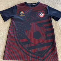 Copa America Centenario 2016 Boys Navy Blue Red USA Soccer Short Sleeve Shirt 6 - £13.70 GBP