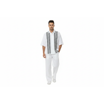 Men Silversilk 2pc Walking Leisure Matching Suit Italian Woven Knits 71003 White image 14