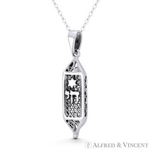 Mezuzah Star of David &amp; Hebrew Chai &quot;Life&quot; 18 Charm .925 Sterling Silver Pendant - £14.41 GBP+