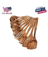 10 Pcs Wooden Kitchen Utensils Set Heat Resistant Wooden Spoons for Cooking - $36.63