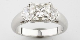 2.50 Carat Princesse Coupe 3 Pierre Diamant Platine Fiançailles Bague Avec EGL - $21,611.40