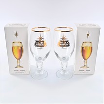 Stella Artois Beer Glasses Set of 2 Chalice 33cl Limited Edition Gold La... - $23.36