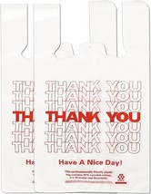 100Pcs White Thank you T shirt bag Grocery shopping bag 11 x 6 x 21 inches - $26.27 CAD