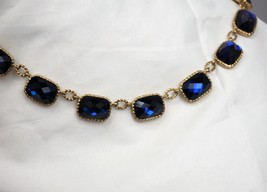 Gorgeous Sapphire Blue Facetted Cubed Glass Choker Necklace  BY ST THOMAS - $36.53