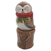 Magnetic Stackable Owl on Tree Trunk Salt and Pepper Shakers Ceramic with Plugs - $10.39