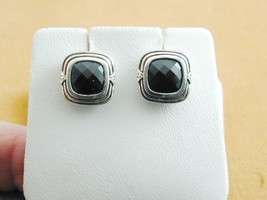 Scott Kay Sterling Checkerboard Onyx &amp; Diamond Earrings Pierced - £220.17 GBP