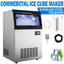 132LB/24h Commercial Ice Maker Stainless Steel Undercounter Ice Cube Mac... - £434.63 GBP