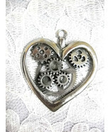 Steampunk Heart with Gears Solid USA Pewter Pendant Adjustable Necklace - £6.81 GBP