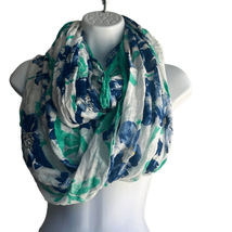 Blue Green Floral Lightweight Sheer Large Infinity Scarf NEW - £18.73 GBP