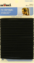 SCUNCI NO DAMAGE BLACK 5 MM THICK HAIR ELASTICS - 24 PCS. (17829-A) - £7.12 GBP