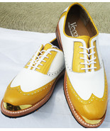 Men Bari Yellow Lizard wing tip  Gold Toe golf shoes by Vecci - $335.00