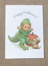 Vtg Halloween Greeting Card Teenie Halloweenies Child In Dragon Costume w Puppy - £2.81 GBP