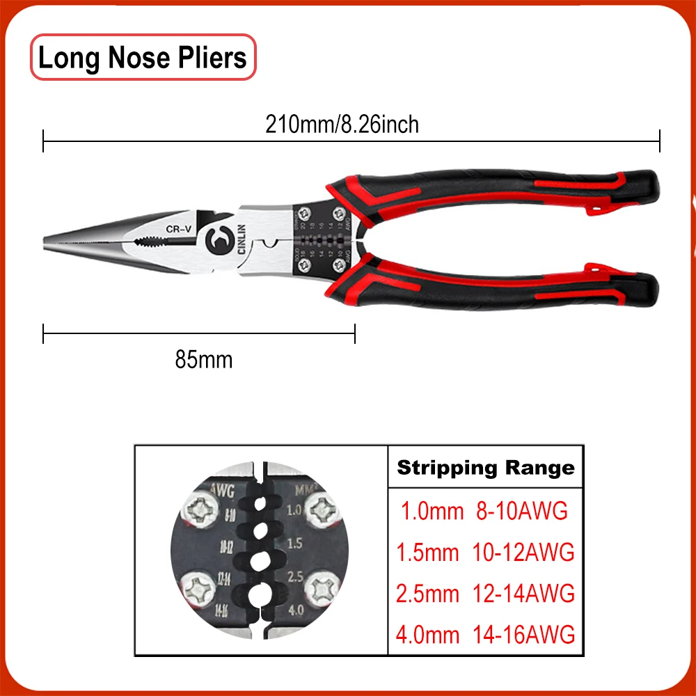 Effortless Multitool Flat Nose&amp;Long Nose Pliers Steel Wire Stripper Cabl... - $6,922.51 MXN