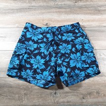 Catalina Mens Large 34&quot; Waist Hawaiian Blue Floral Swim Trunks Beach Pool Resort - £10.43 GBP