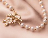 Gold Pearl Necklace 14K Gold Over Sterling Silver Freshwater Pearl Jewelry - $88.11