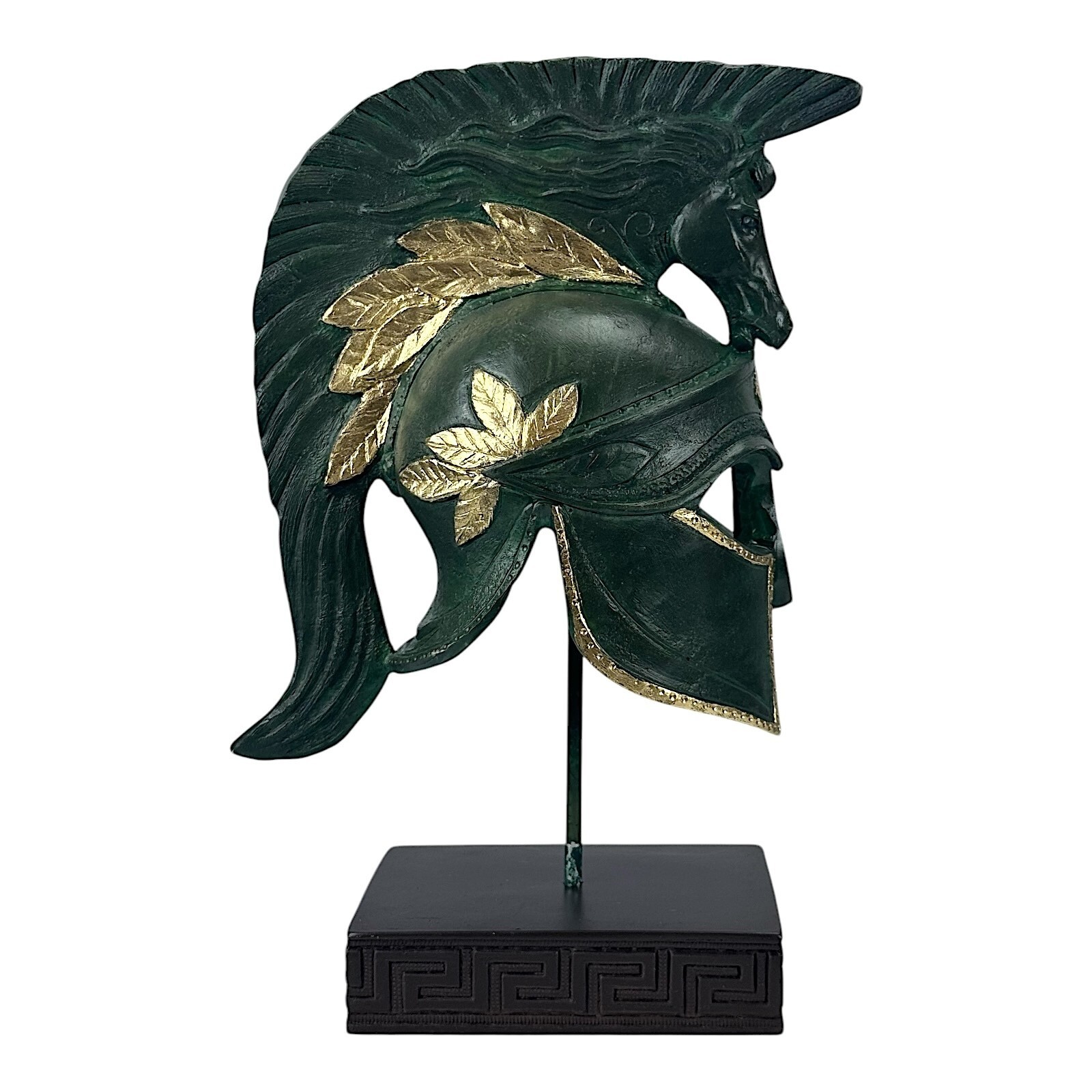 Ancient Greek Roman Hoplite Soldier Horse Helmet Sculpture Home Decor Green Item image 5