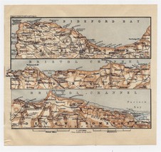 1906 Antique Map Of Northern Shore Of Devon / England - £15.21 GBP