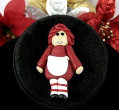 Raggedy Ann Type Doll Christmas Pin Vintage Brooch Hand Crafted Red Hair - £10.41 GBP