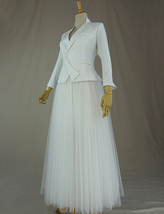 Ivory White Tulle Midi Skirt Women Plus Size Fluffy Tulle Skirt for Wedding image 12