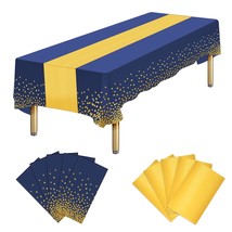 10 Packs Disposable Tablecloth Rectangular And Satin Table Runner, Blue Plastic  - £26.34 GBP