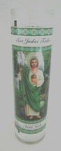 ST. JUDE Beautiful Sturdy Glass Prayer &quot;Prayer To St. Jude&quot; Candle 8&quot; x 2&quot;  NEW! - £6.98 GBP