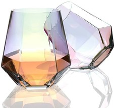 Crystal Whiskey Glasses Glassware Tumblers Lowball Drinking Iridescent Bar Set - £24.74 GBP
