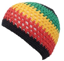 Rasta 100% Cotton Crochet Beanie Skull Cap Knit Hat Men Women - £15.76 GBP