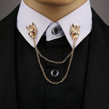Stunning 22Ct Gold Plated Vintage Look Wolf Collar Chain Christmas Brooch Pin D2 - £13.35 GBP