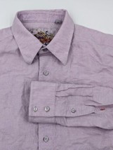 Robert Graham Linen Men&#39;s Size Large Shirt Embroidered Long Sleeve Butto... - $19.79