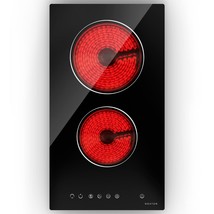 2 Burner Electric Cooktop 12 Inch, Built-In Electric Radiant Ceramic Stove Top W - £198.07 GBP