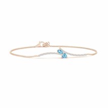 ANGARA Pear and Trillion Aquamarine Pisces Bracelet with Diamonds in 14K Gold - £1,216.47 GBP