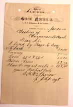 1884 Antique Witherow General Merch Receipt Johnston Ansonville Clearville Pa - £66.13 GBP