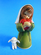 3&quot; Mid Century Girl with Lamb &amp; Heart Doll Figure Spanish?? - $7.91