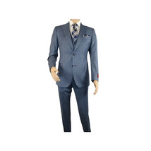 Men Suit BERLUSCONI Turkey 100% Italian Wool Super 180's 3pc Vested #Ber4 Navy image 5