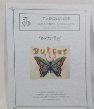 Butterfly Counted Cross Stitch Turquoise Graphics Pattern Instructions 28 CountC - £7.77 GBP