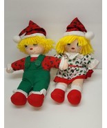 Cute Vintage Kids Of America Holiday Christmas Blonde Girl and Boy Rag D... - £27.25 GBP