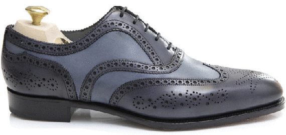 Handmade Men Wing Tip Brogue Leather Shoes, Men's Lace Up Gray Black Dress Shoes