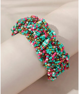 Handmade Colorful Beaded Stacked Bracelet Boho Charm Bracelet made ofgla... - $19.12 CAD