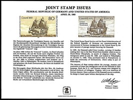USPS PS43 Souvenir Card, US / Germany Joint Stamp US 20 cent Germany 80 stamps - £3.98 GBP