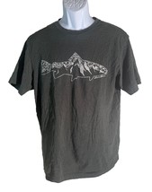EDDIE BAUER Short Sleeve Fish Mountain T-Shirt Green Medium - $7.91