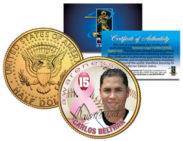 Breast Cancer Awareness Carlos Beltran Jfk Half Dollar 24K Gold Plated U.S. Coin - £6.85 GBP