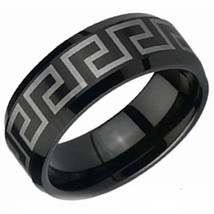 Black Tungsten Carbide Greek Key Wedding Band Ring - Price for one ring -   - £30.88 GBP