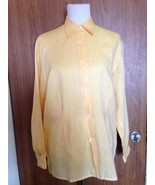 Women&#39;s MULBERRY ENGLAND 100% Linen Yellow Button Down Shirt SZ 12 Made ... - £77.43 GBP
